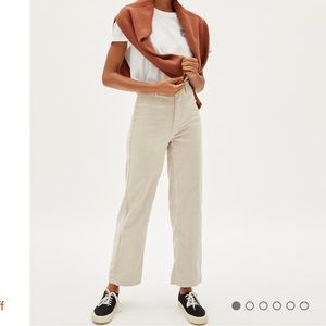 Everlane corduroy wide leg straight cream pants size six